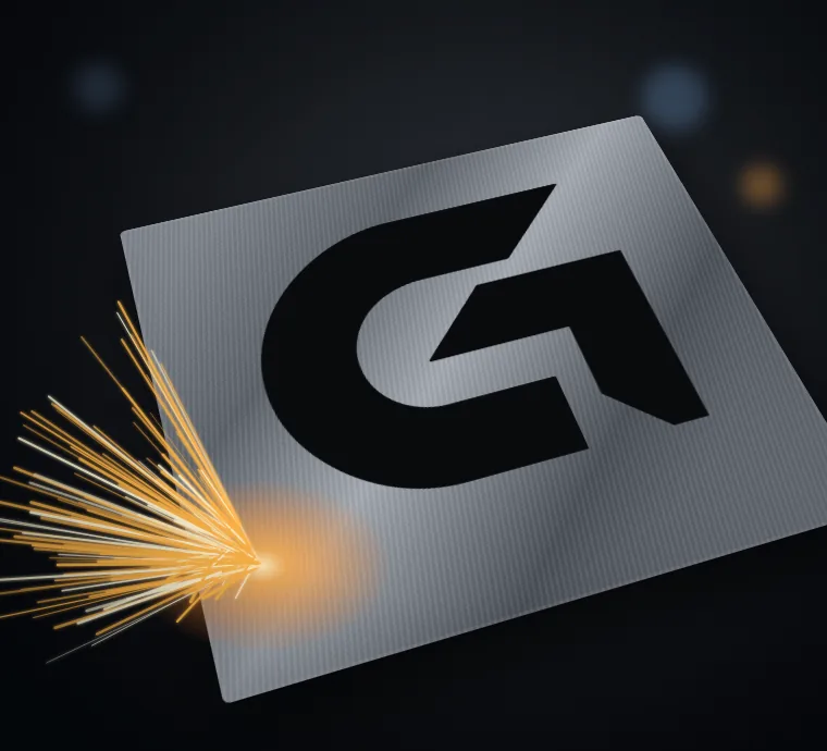 CNC-cut steel panel with sparks from metal fabrication