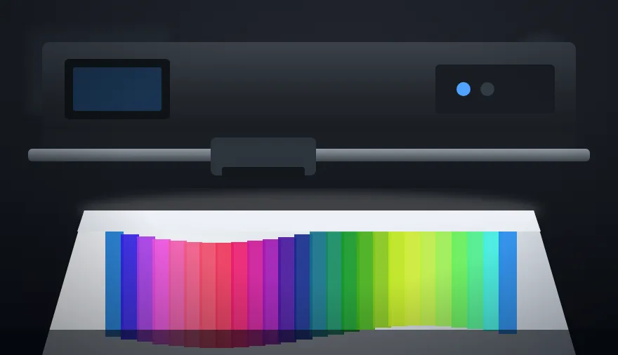 Large-format printer producing a vivid colour print