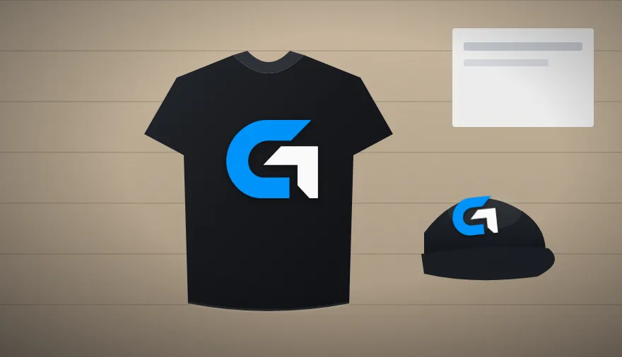 Branded t-shirt and cap with the Glowing Graphix logo